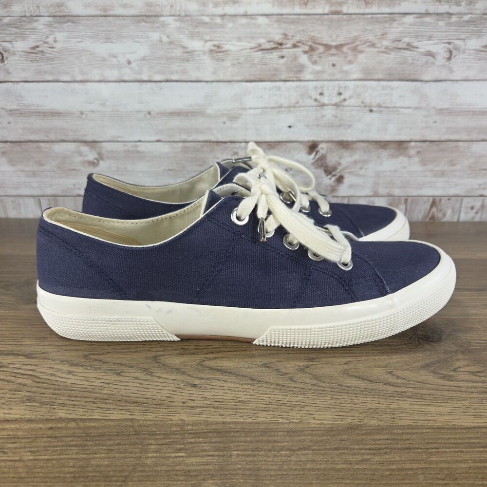 Lauren Ralph Lauren Womens Jolie Navy Blue Canvas Casual Sneakers Size 10